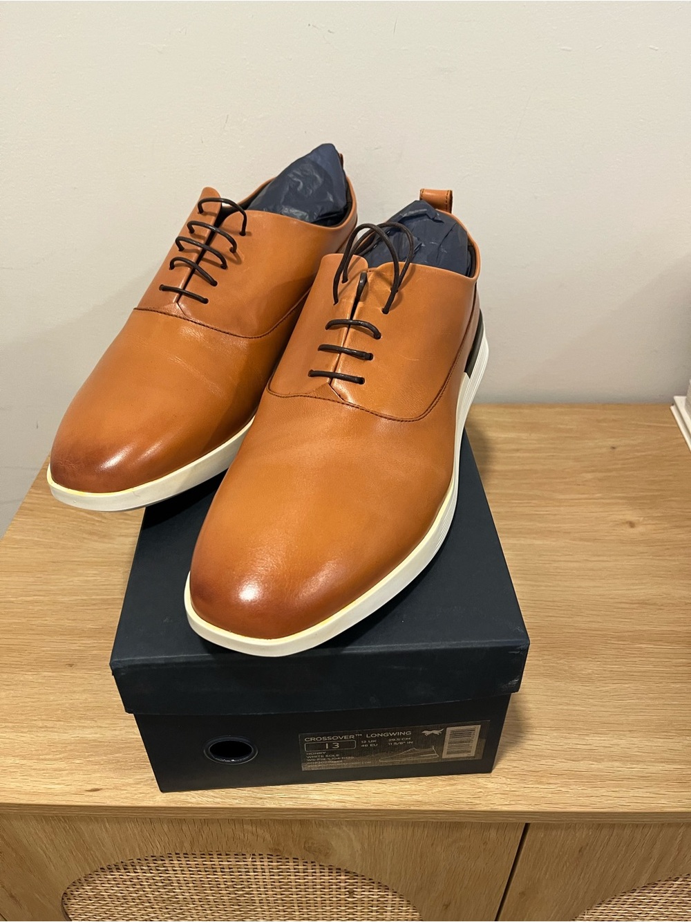 Men's Leather Slip-On Derby in Tan with White Sole